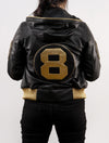 Handmade 8 Ball David Puddy Inspired Black and Golden Bomber Leather Jacket