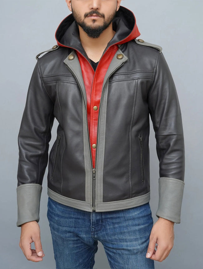 Game Inspired Kingdom 4 Cosplay Hooded Leather Jacket – Fanzilla