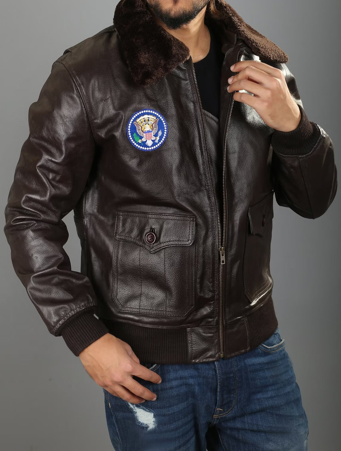 Air Force One Inspired John F. Kennedy  U.S A2 Flight Aviator Bomber Jacket