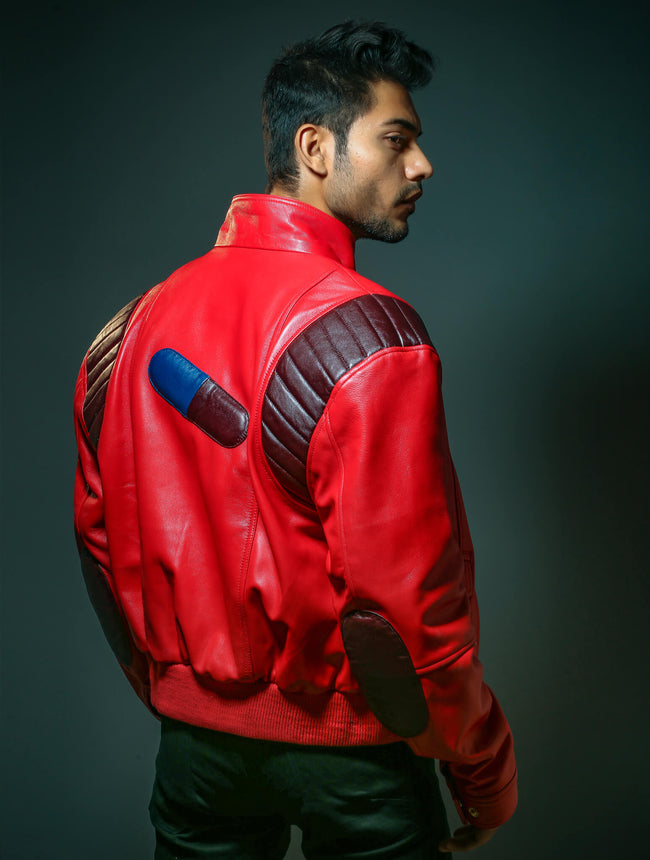 Mens Ben Red Biker Leather Jacket - NYC Leather Jackets