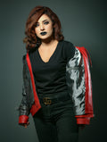 Red and Black leather Hooded Jacket 