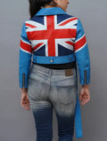 Cammy inspired street fighter UK Flag Cropped Leather Jacket