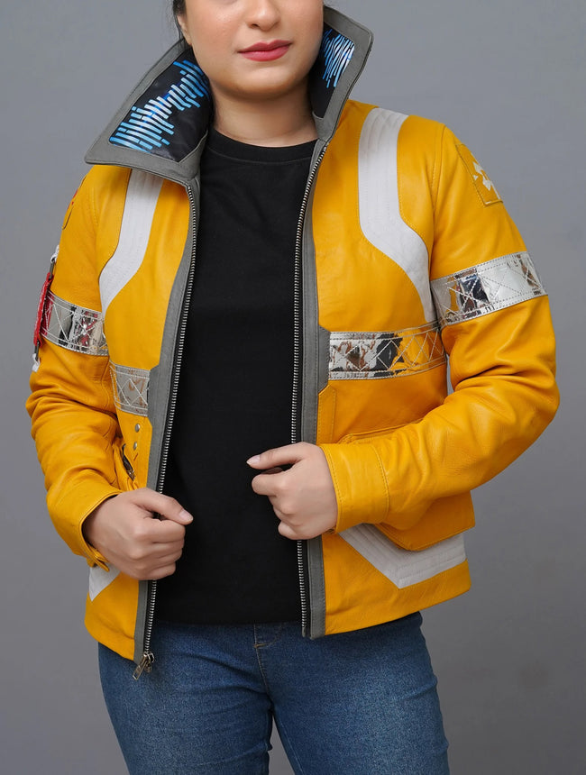 Cyberpunk Edgerunner David Martinez Inspired Yellow Cosplay Leather Jacket