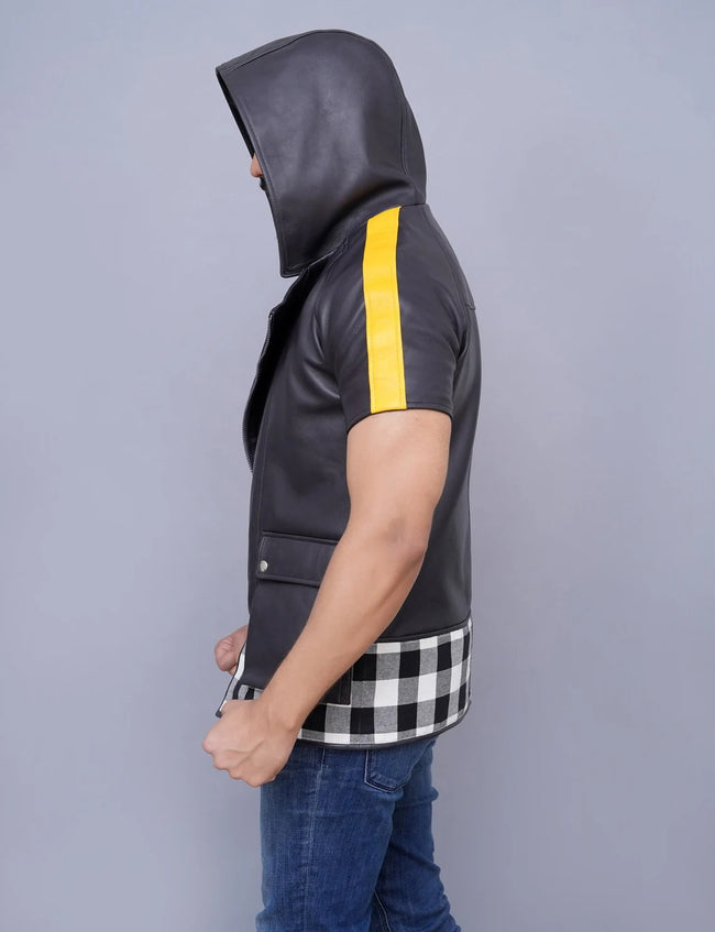 Game Riku Cosplay Costume Hooded Leather Jacket