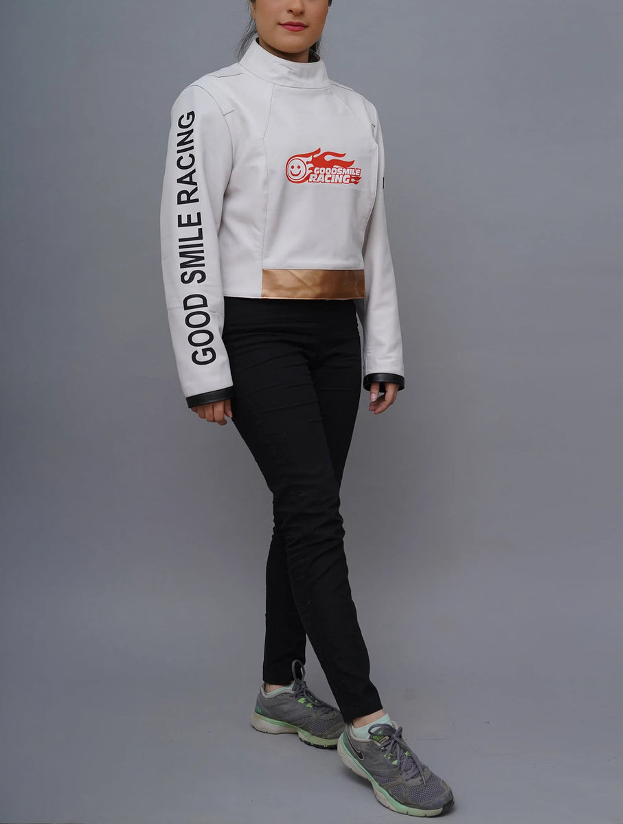 Fanzilla Chart Handmade Women Racer Miku Jacket | Good Smile Racing Costume White Lea ...