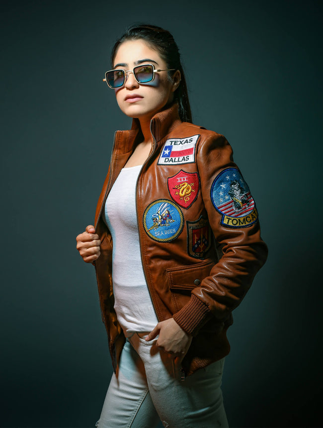 Women Top Gun Brown Jacket