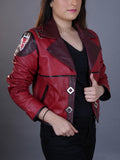 Handmade Women Inspired Vi Jacket Arcane League Of Legends Cosplay Costume Red Real Leather Jacket
