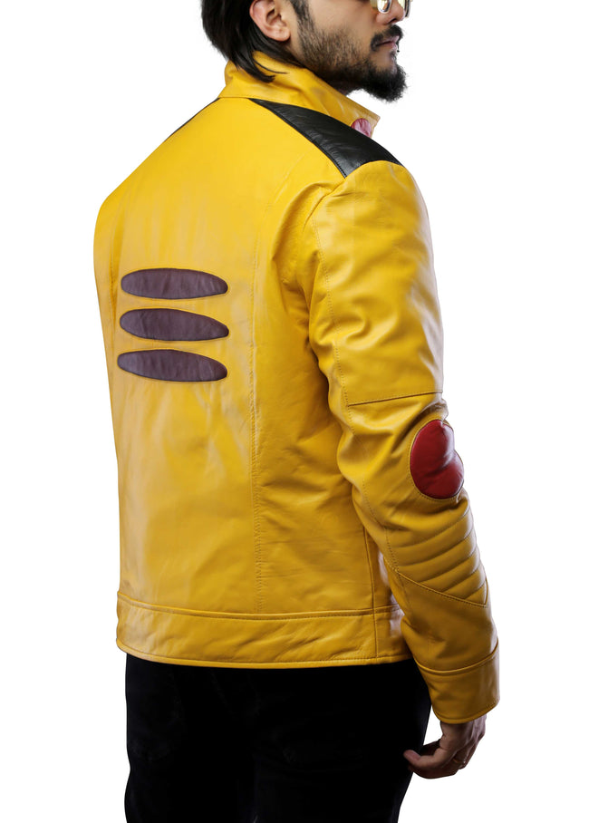 Mens Detective Costume Yellow Leather Jacket