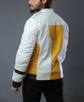 Mens White and Yellow Dragon Leather Jacket