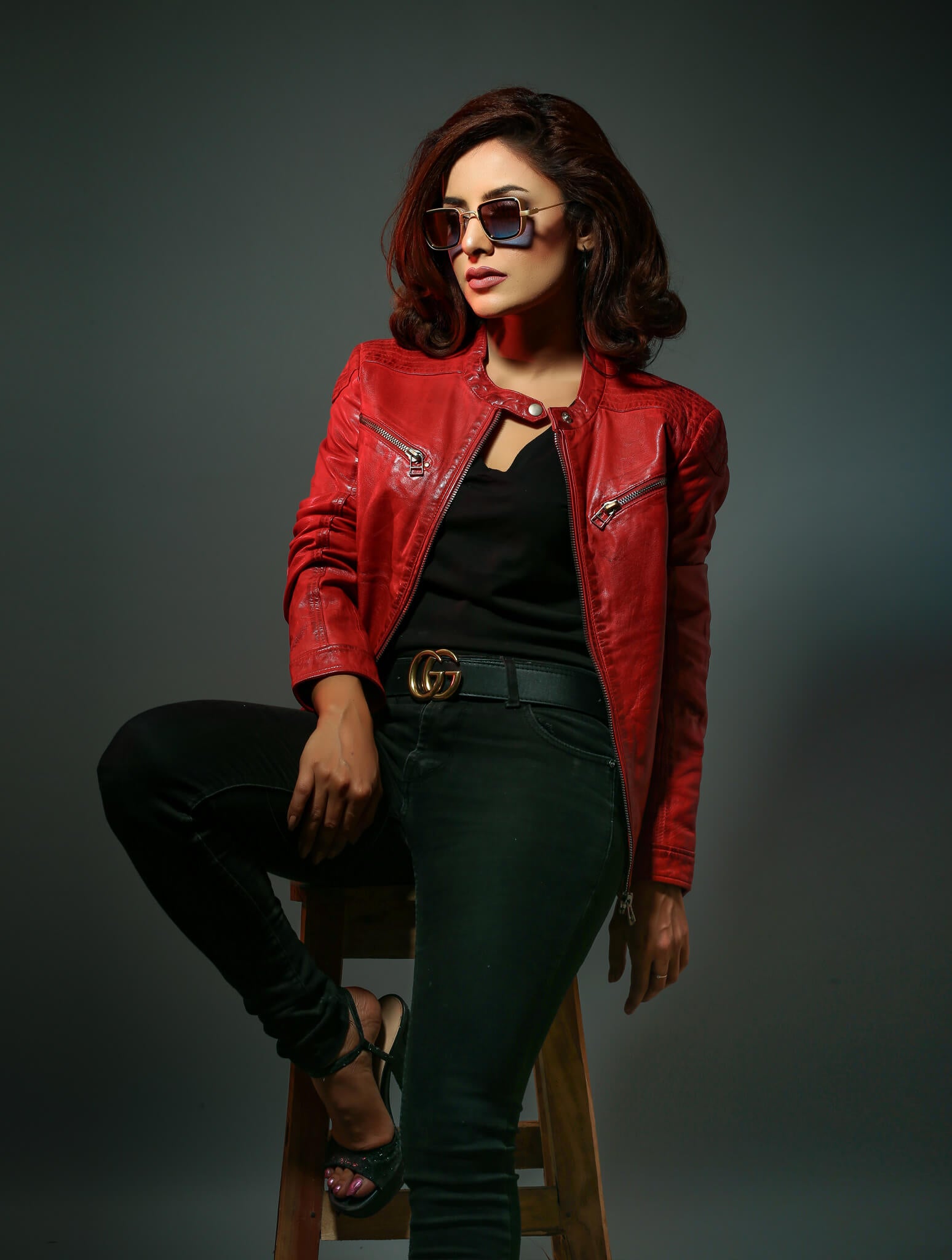 Womens Red Moto Leather Jacket