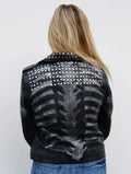 Studded Biker Skull Samara Weaving Guns Akimbo Leather Jacket for women