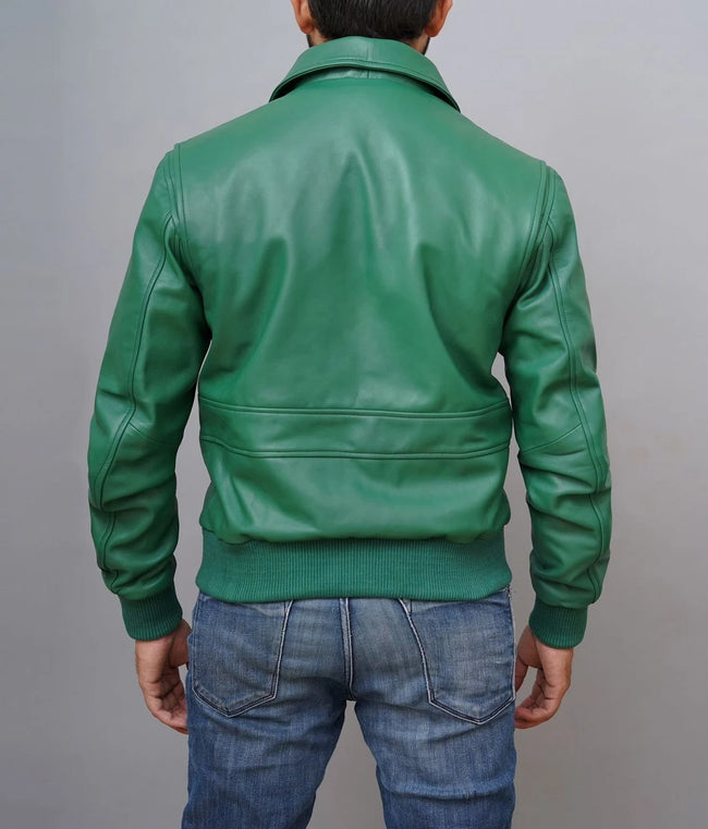 G1 American Forces Flight green Bomber  Leather  Jacket