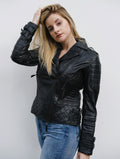 Black Leather Womens Moto Jacket
