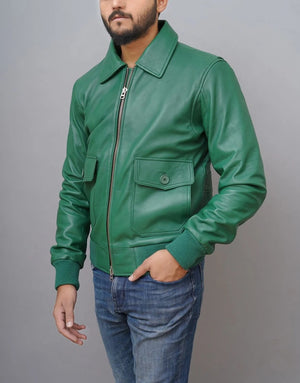 American G1 Forces Flight Green Bomber  Leather  Jacket